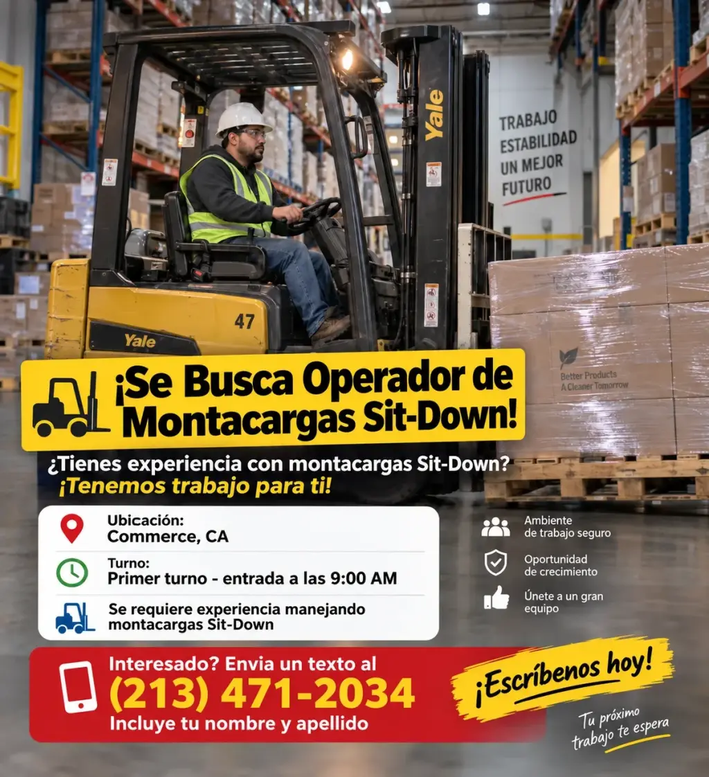 🚨 ¡OPERADORES DE MONTACARGAS EN COMMERCE! 🚨