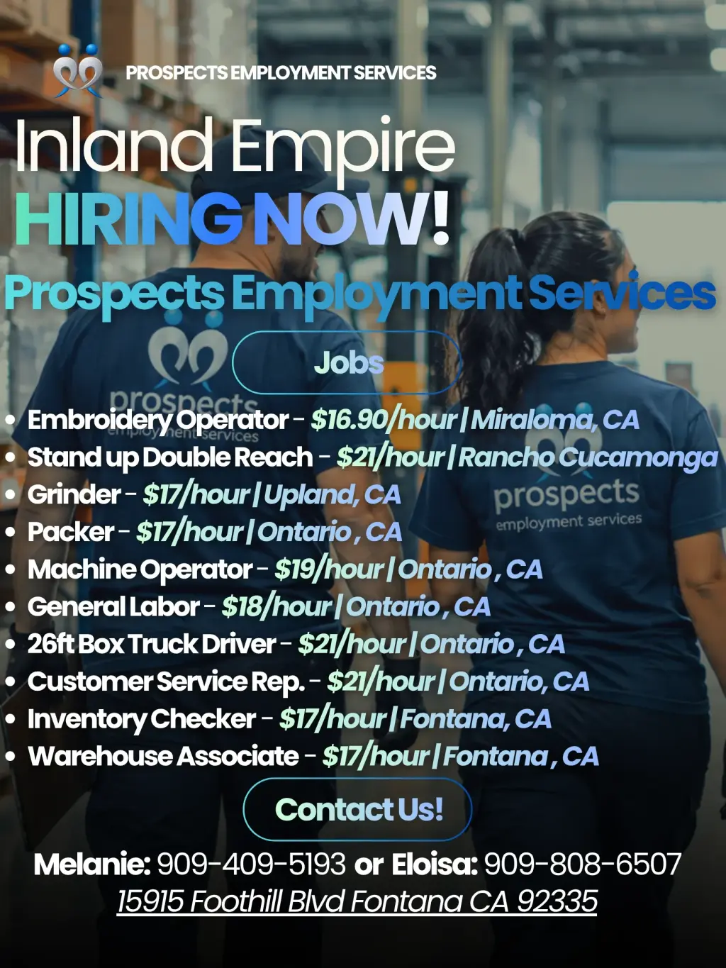 EMPLEO CERCA DE FONTANA