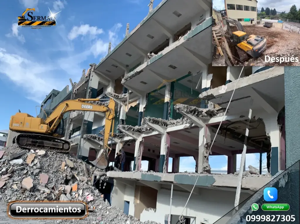 Alquiler de Excavadora, Derrocamientos, Demolición, Desbanques, Excavaciones.