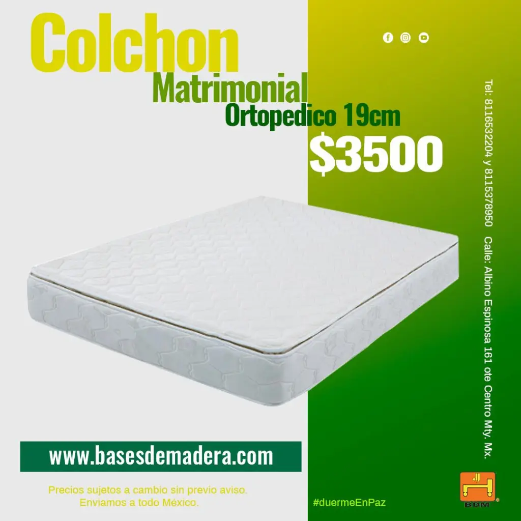 ¿Buscas un Colchón Matrimonial Ortopédico de 19 cm en Monterrey?
