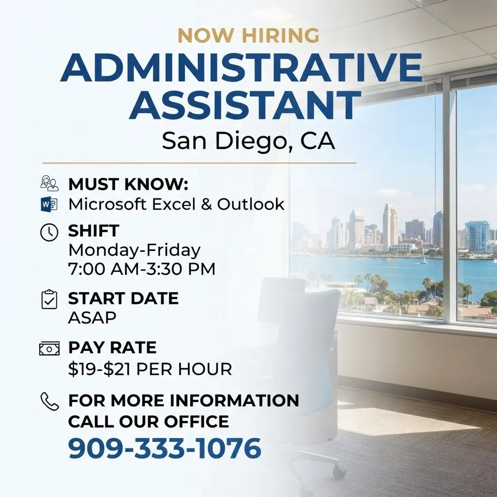 Se Busca: Asistente Administrativo en San Diego