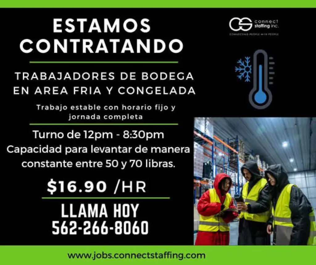Se busca empacadores para bodega fria
