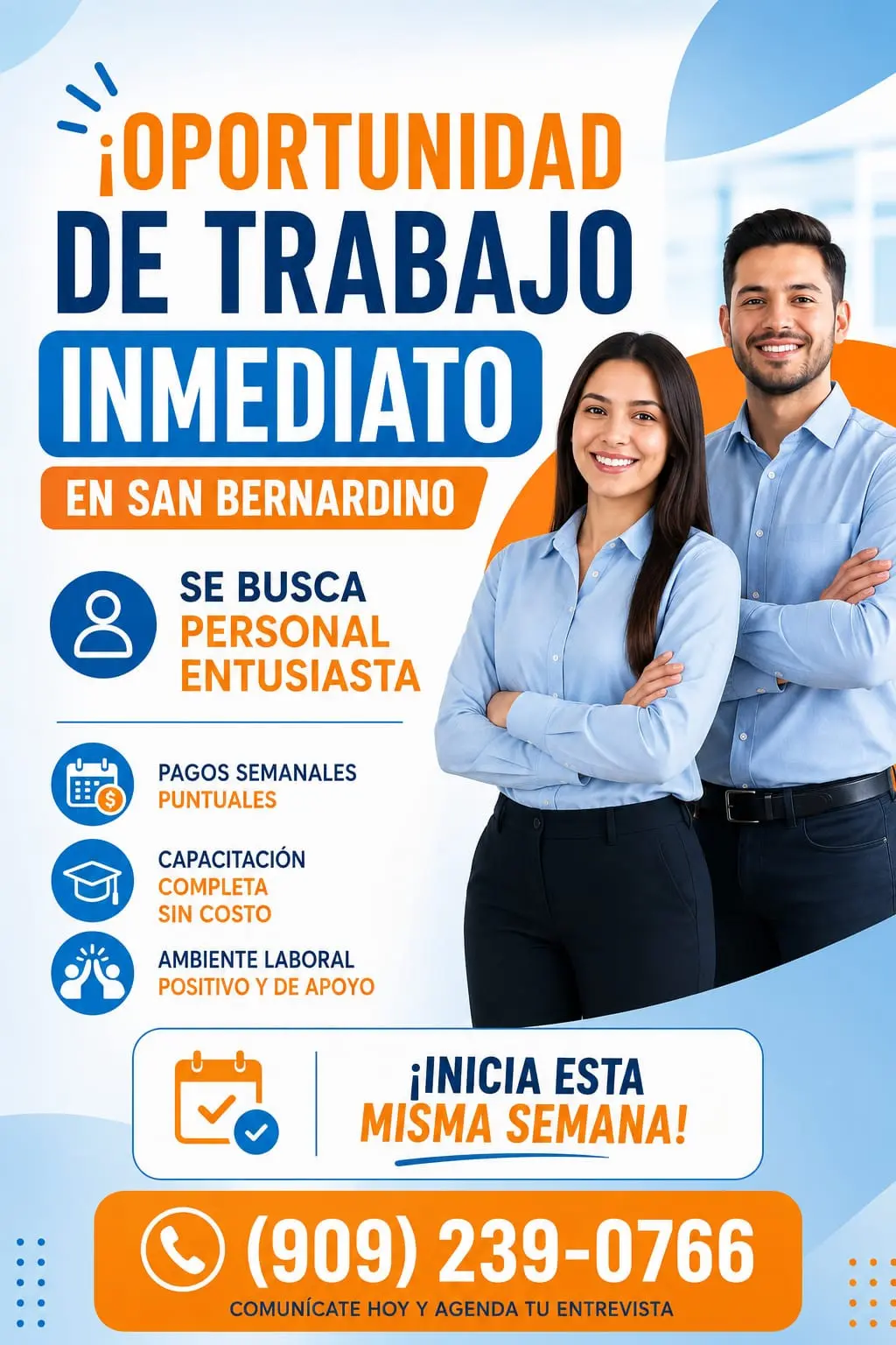 ¡Oportunidad de trabajo inmediato en San Bernardino!