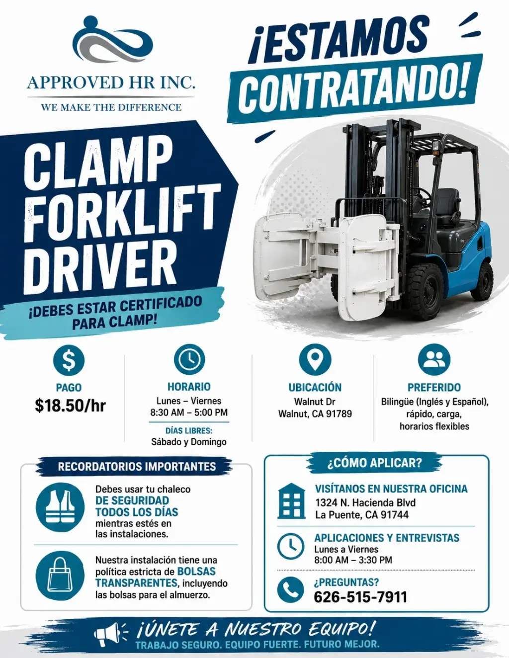 CLAMP FORKLIFT DRIVER