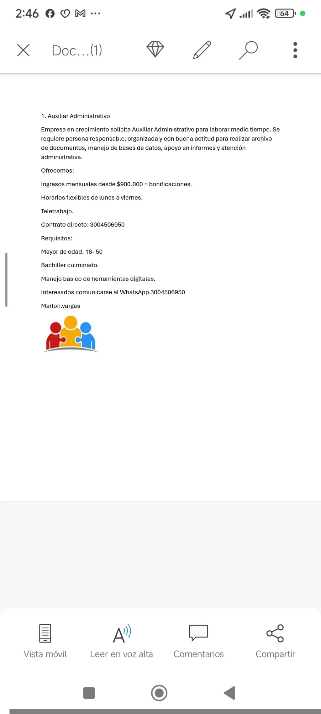 Auxiliar administrativo