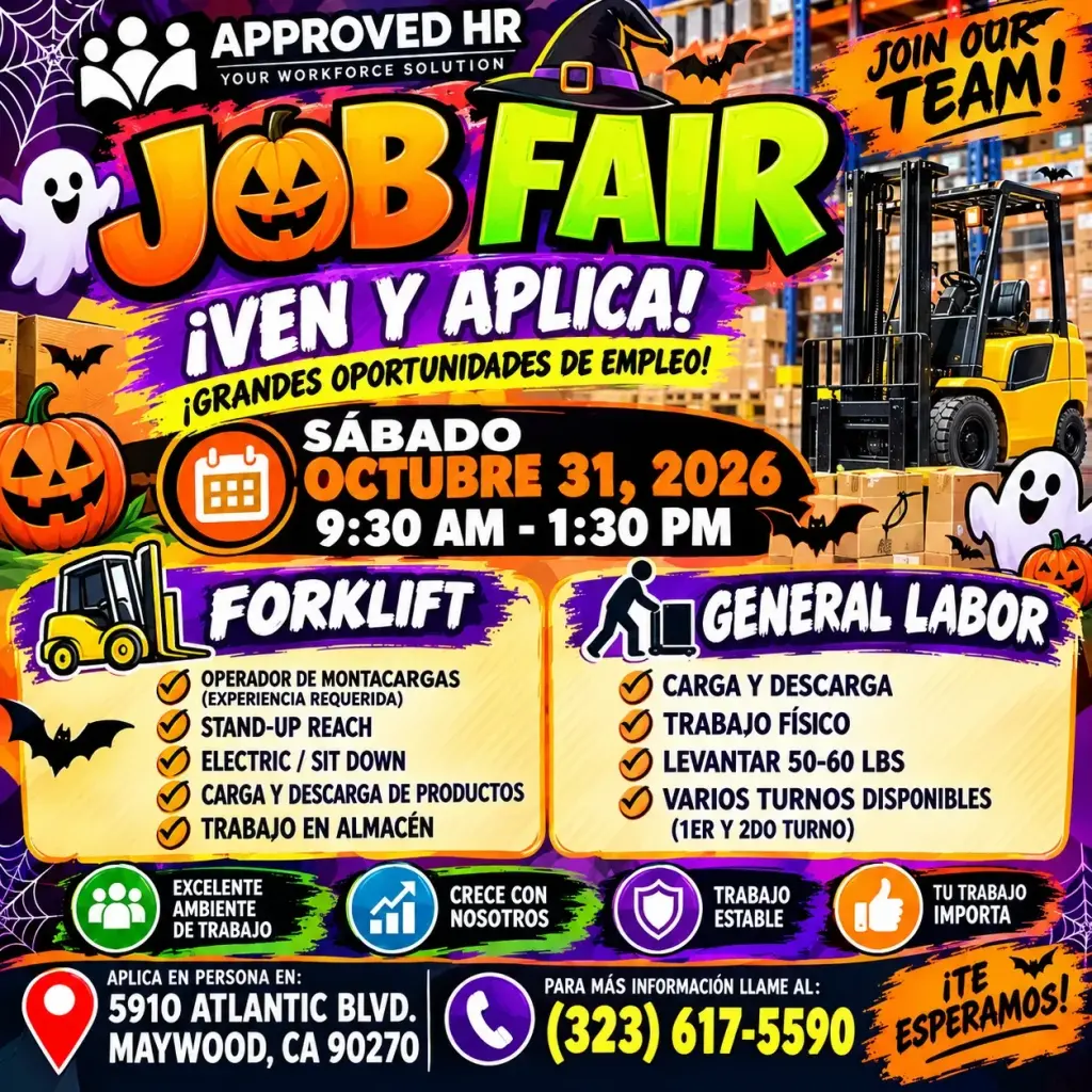 Feria de Empleo - Oportunidades de Montacargas y Trabajo General