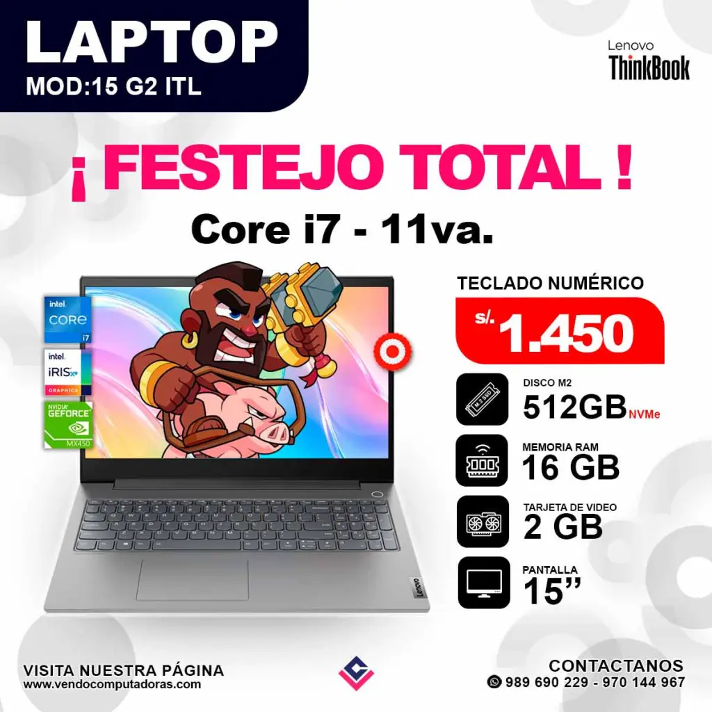 Laptop Lenovo Thinkbook core i7 - 11va.