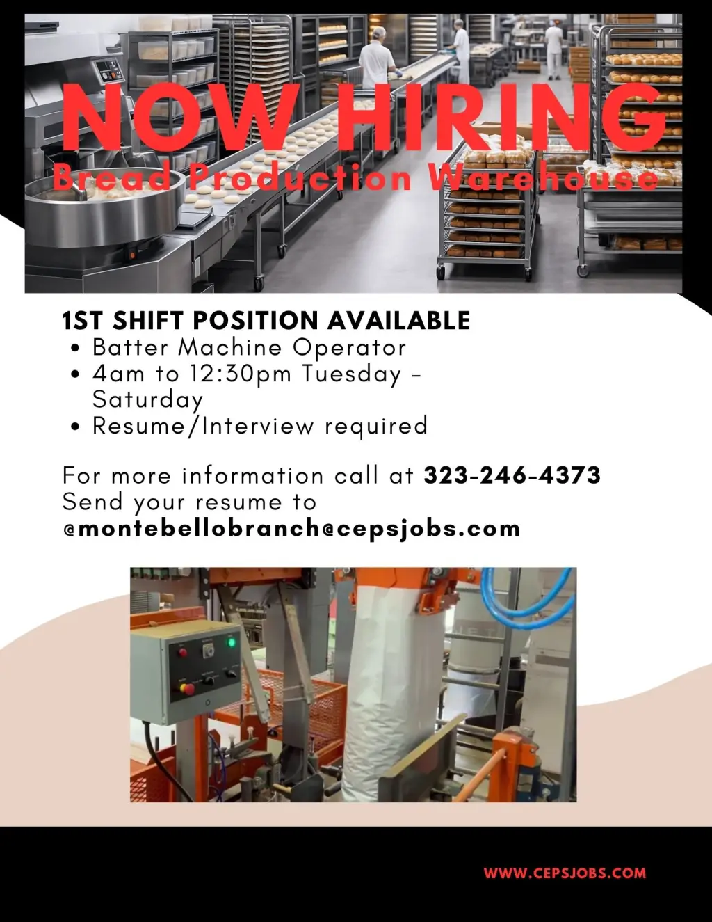 1st Shift Batter Machine Operator | Los Angeles