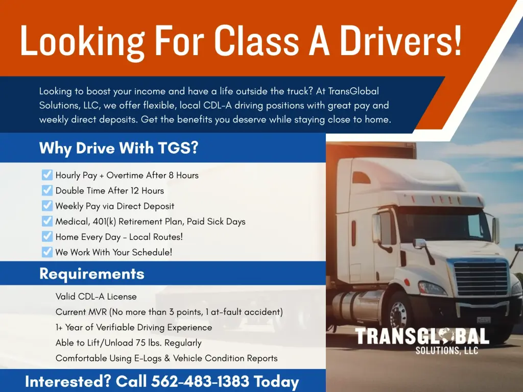 Estamos Contratando Conductores Local con Licencia Clase A