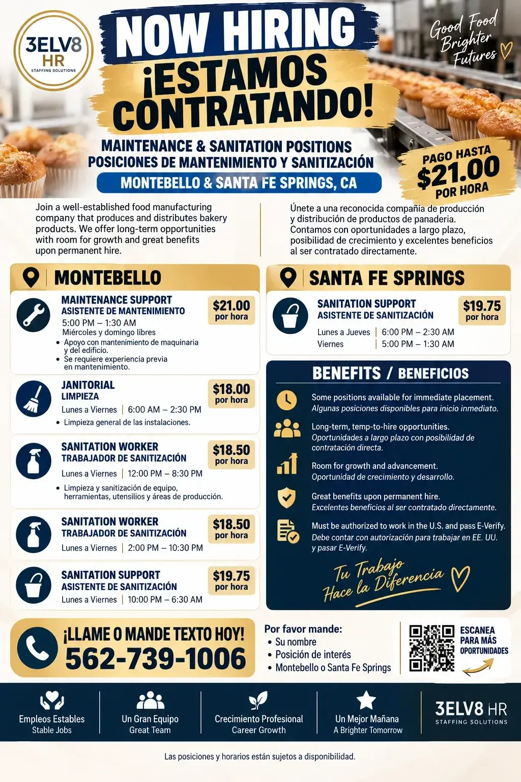 NOW HIRING – MAINTENANCE & SANITATION