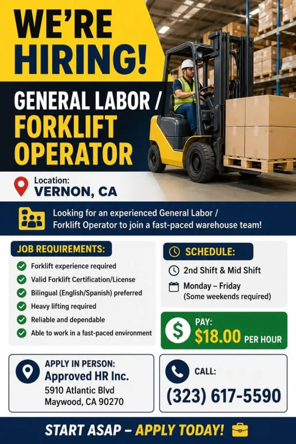 GENERAL LABOR / FORKLIFT OPERATOR