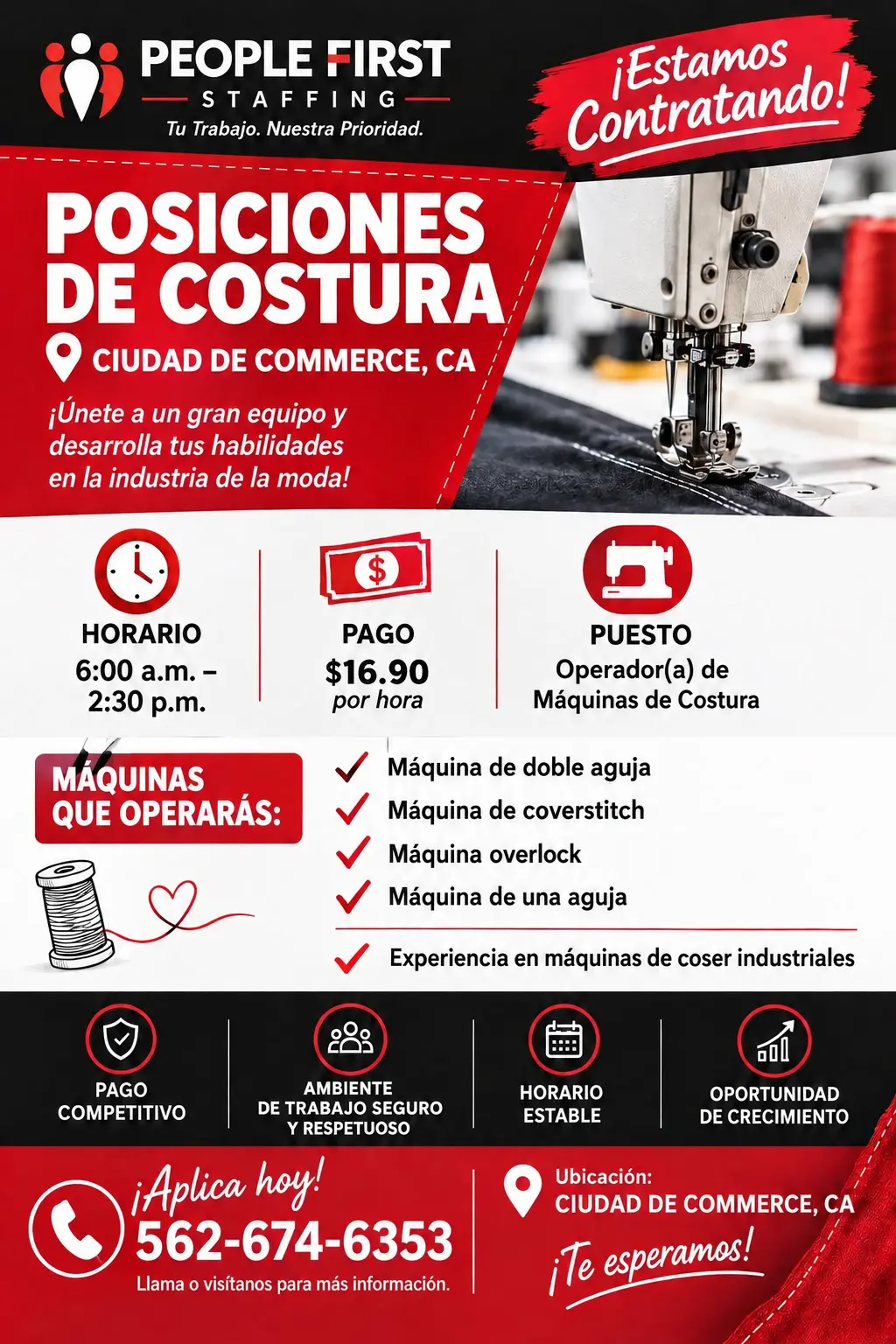 BUSCAMOS OPERADOR DE COSTURA