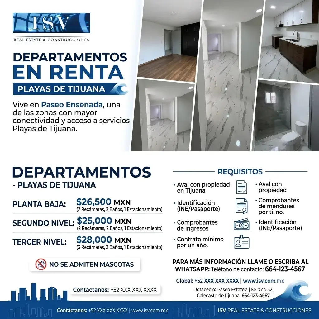 DEPARTAMENTOS EN RENTA – PLAYAS DE TIJUANA