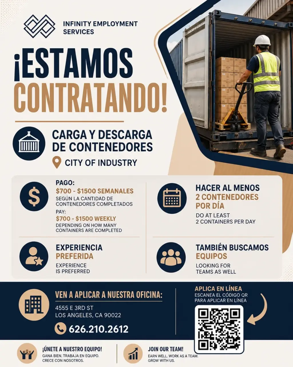 OCUPAMOS DESCARGADORES Y CARGADORES EN CITY OF INDUSTRY