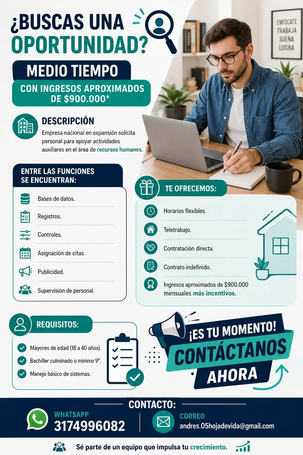 ¿Buscas una Oportunidad? Medio Tiempo con Ingresos Aproximados de $900.000