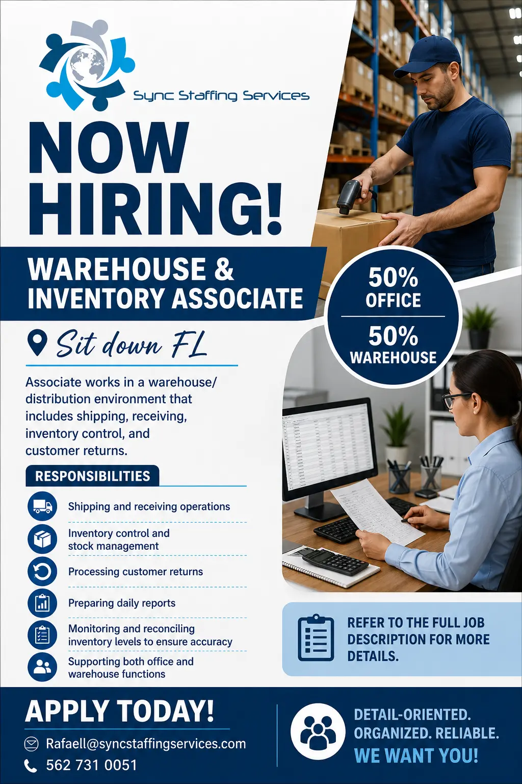 Now Hiring: Warehouse & Inventory Associate – Sit Down FL; Miraloma CA