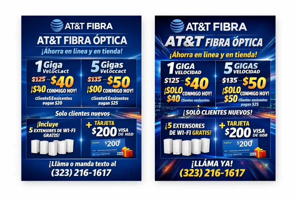 Planes de Internet Fibra Óptica AT&T