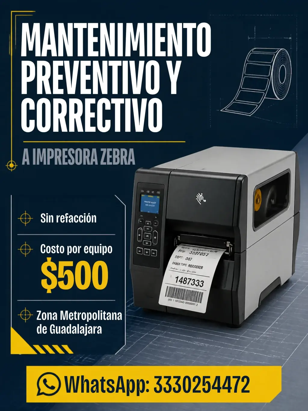 Mantenimiento Preventivo / Correctivo sin refaccion en Sitio a Impresoras Zebra