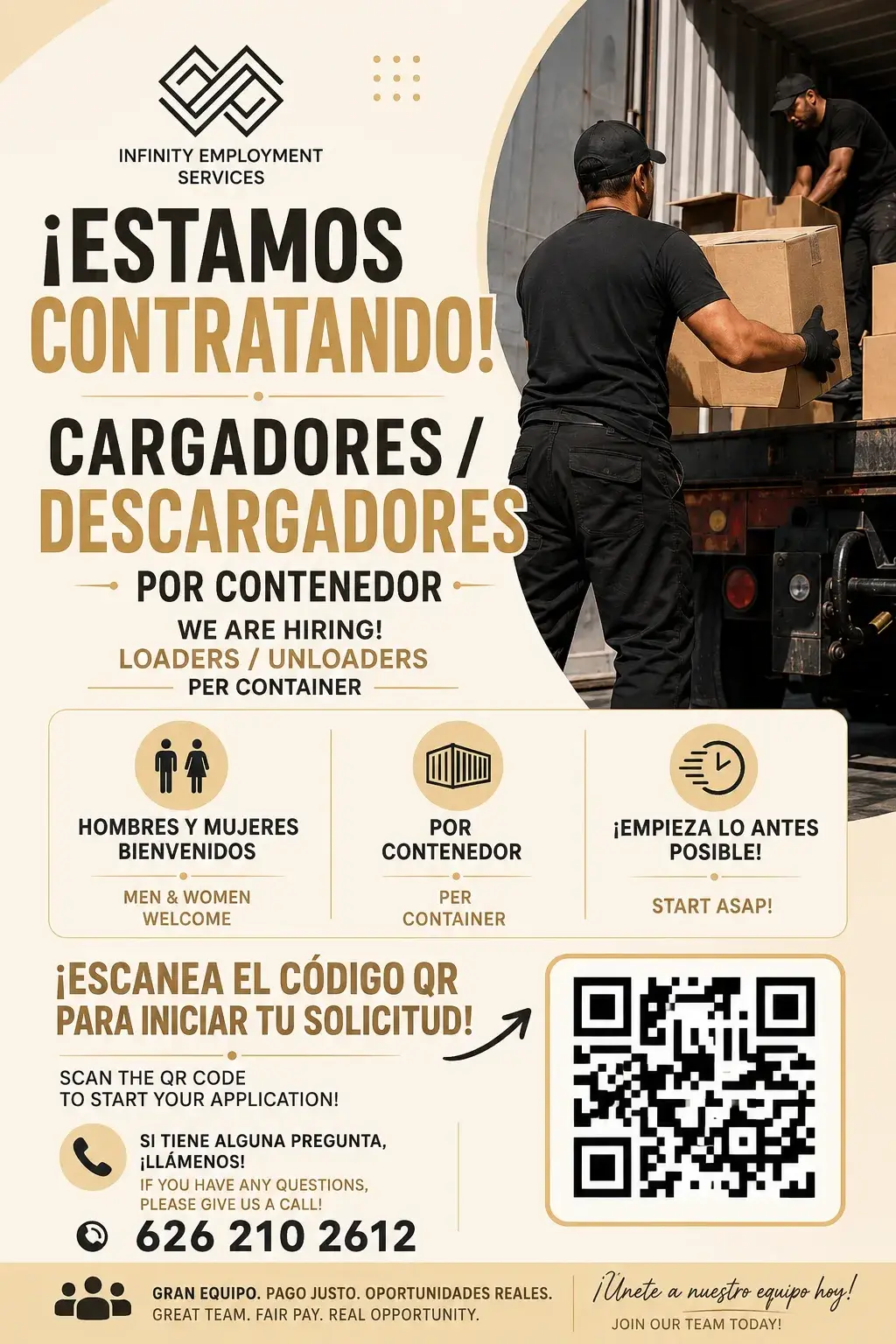 CONTRATACIÓN INMEDIATA | CARGADORES Y DESCARGADORES