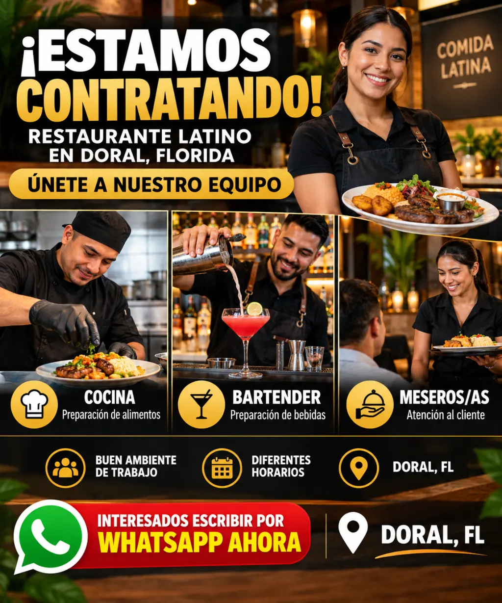 🍳 Trabajo en Restaurante Latino – Doral
