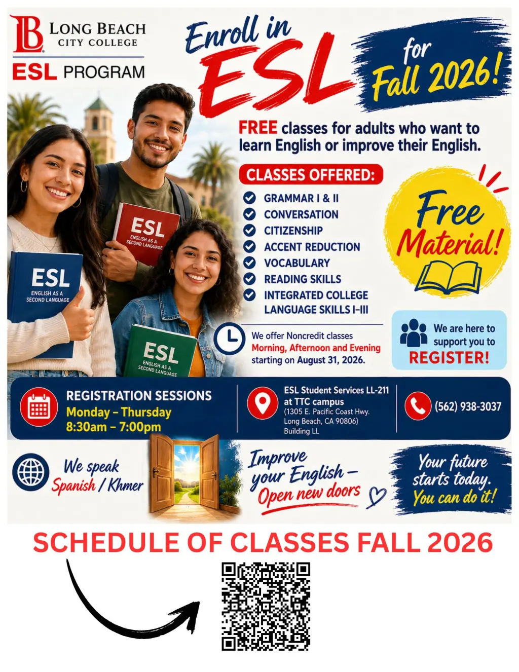 ¡Aprende inglés gratis en Long Beach City College (LBCC)!