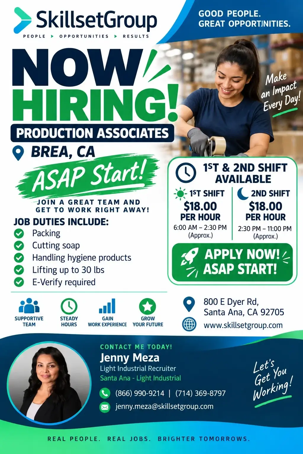 Now Hiring: Production Associates in Brea, CA