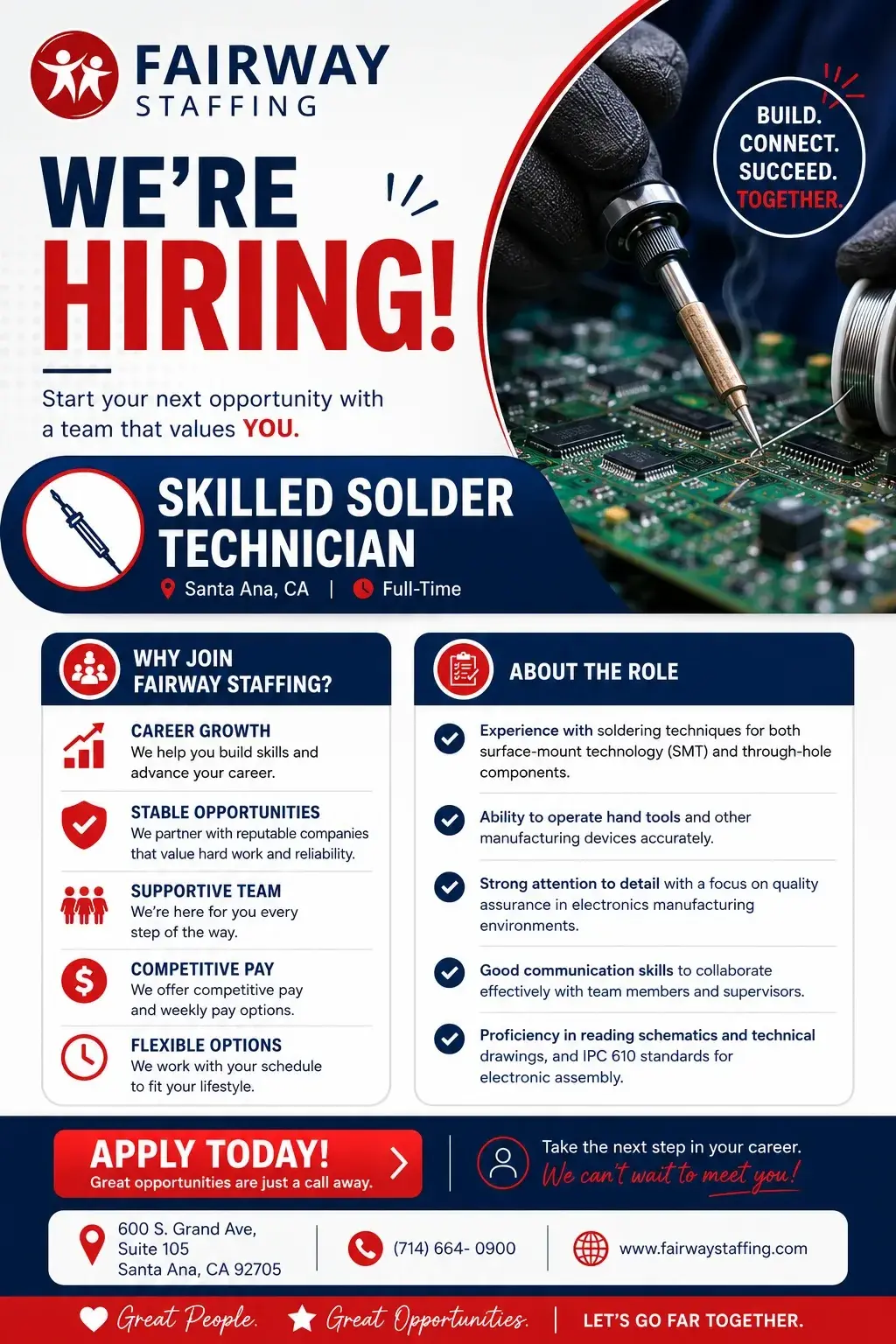 We're Hiring! Skilled Solder Technician