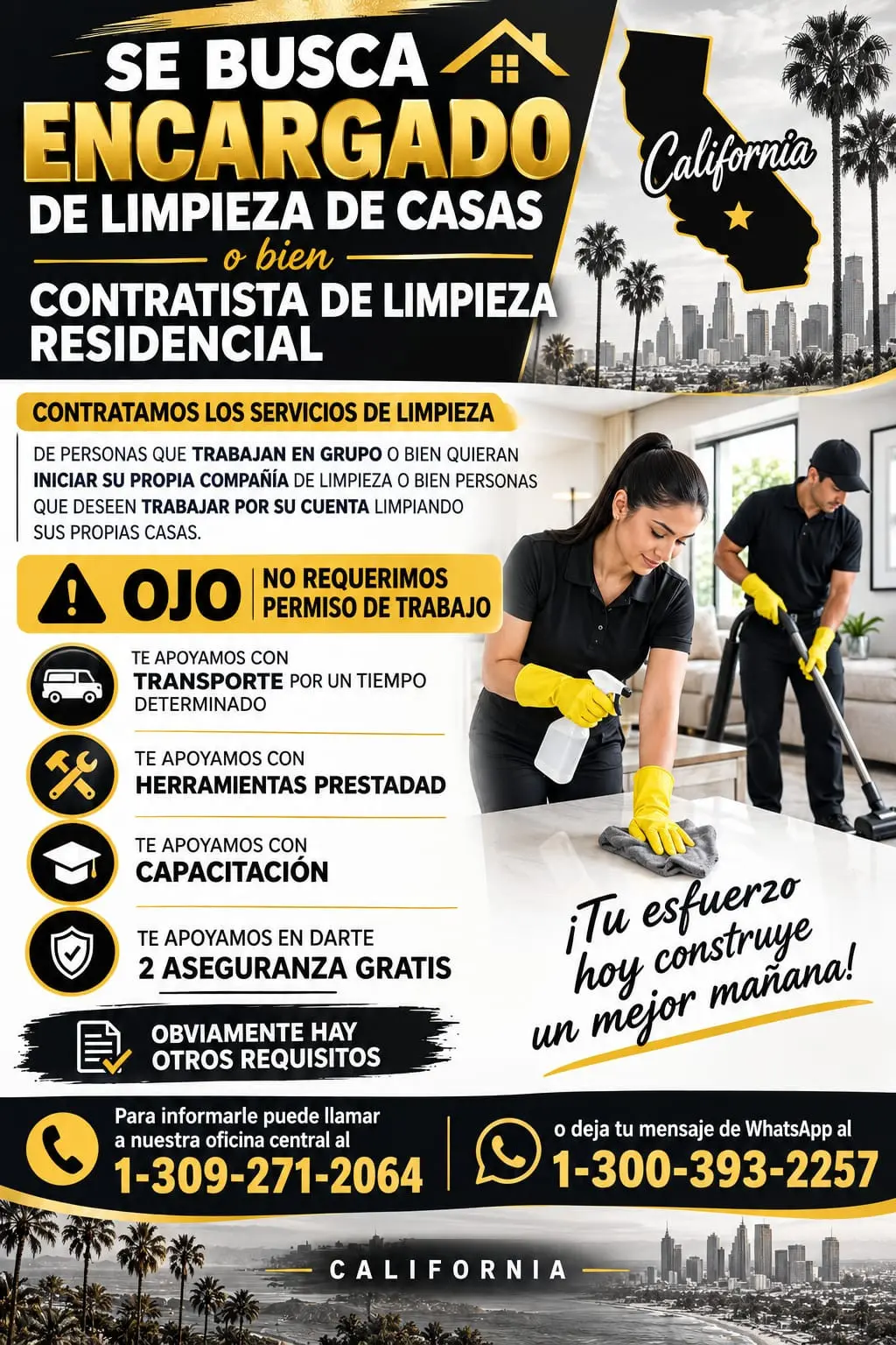 TRABAJO DISPONIBLE EN LIMPIEZA DE CASAS PARA PERSONAS CON MUCHA EXPERIENCIA