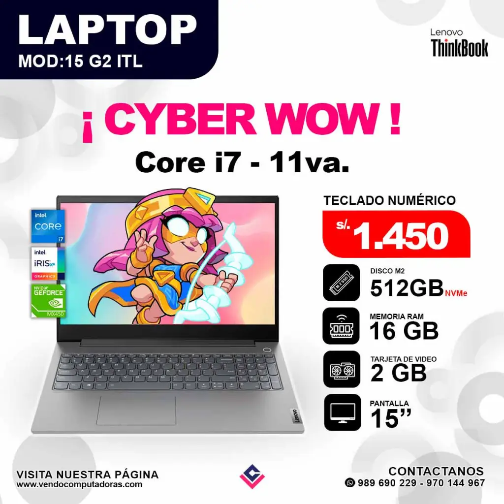 Laptop LENOVO THINKBOOK Intel core i7 - 11va.