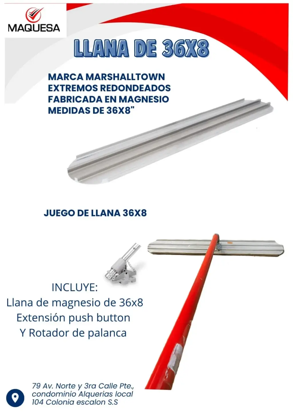 Llanas Toro de Magnesio 36 Pulg. MARSHALLTOWN USA. extremos redondeados.