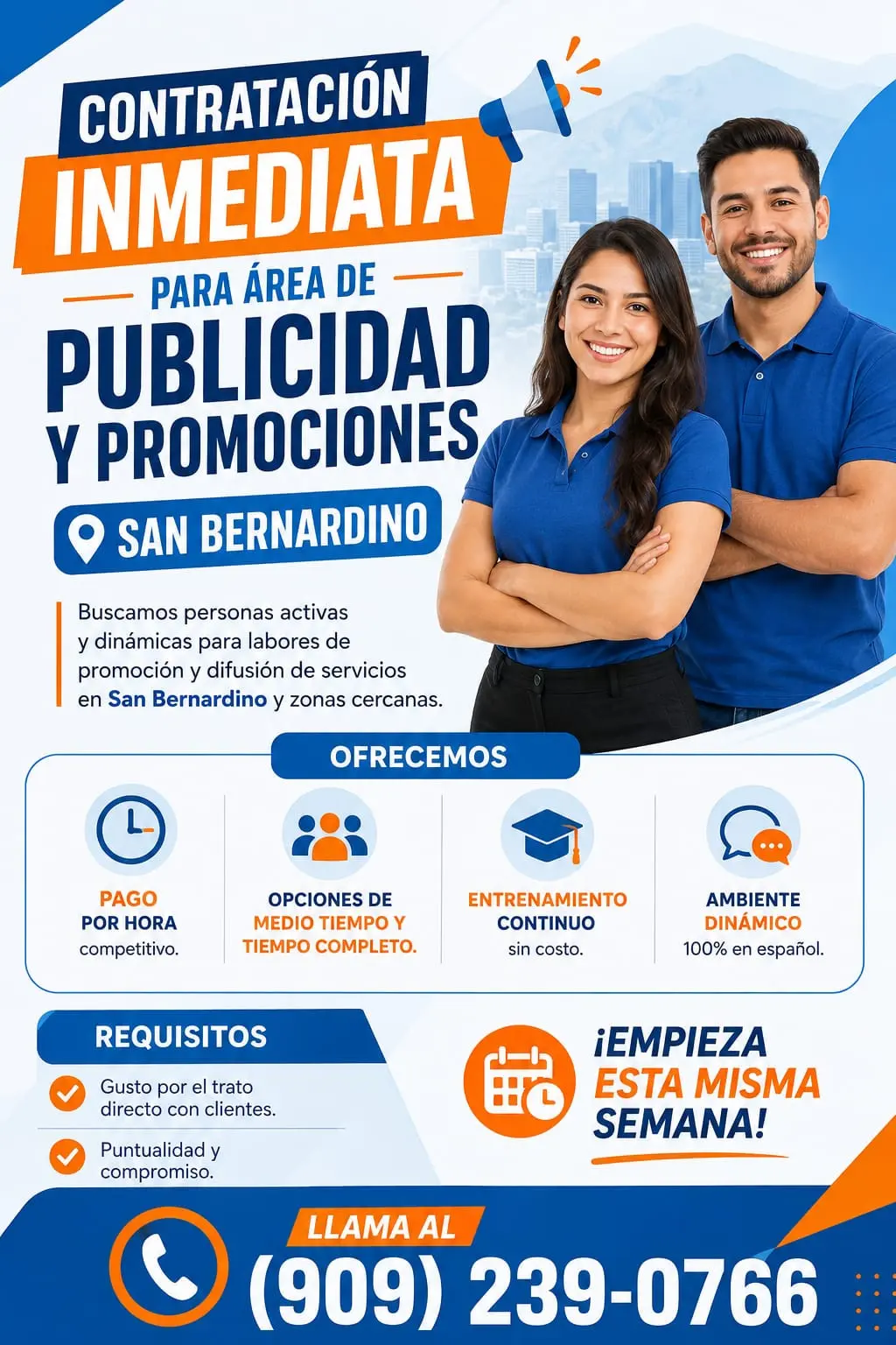 Contratación inmediata para área de publicidad y promociones – San Bernardino