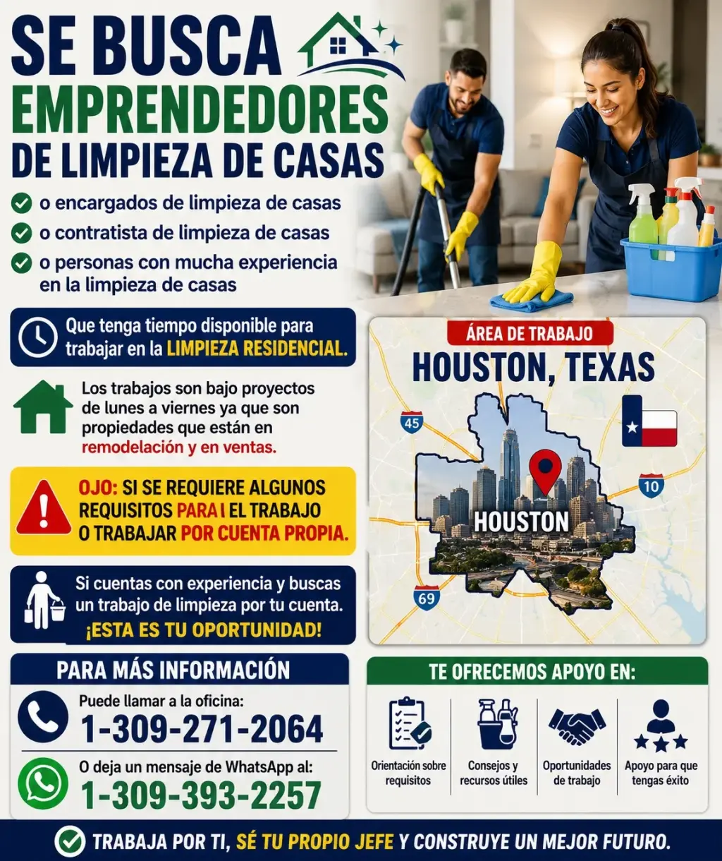TRABAJO DE LIMPIEZA DE CASAS BAJO PROYECTOS