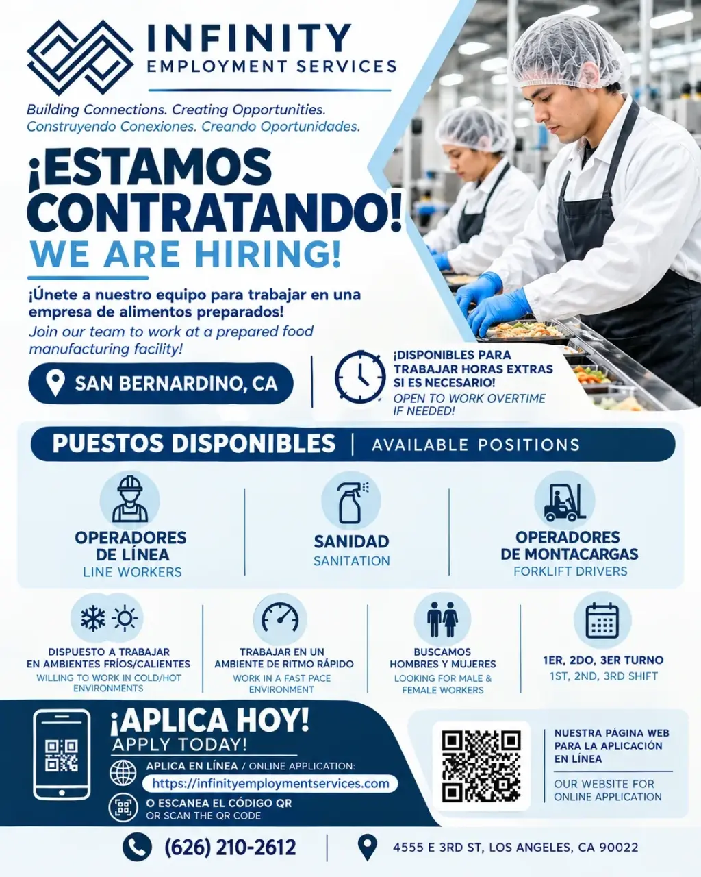 Únete a nuestro equipo para trabajar en una empresa de alimentos preparados