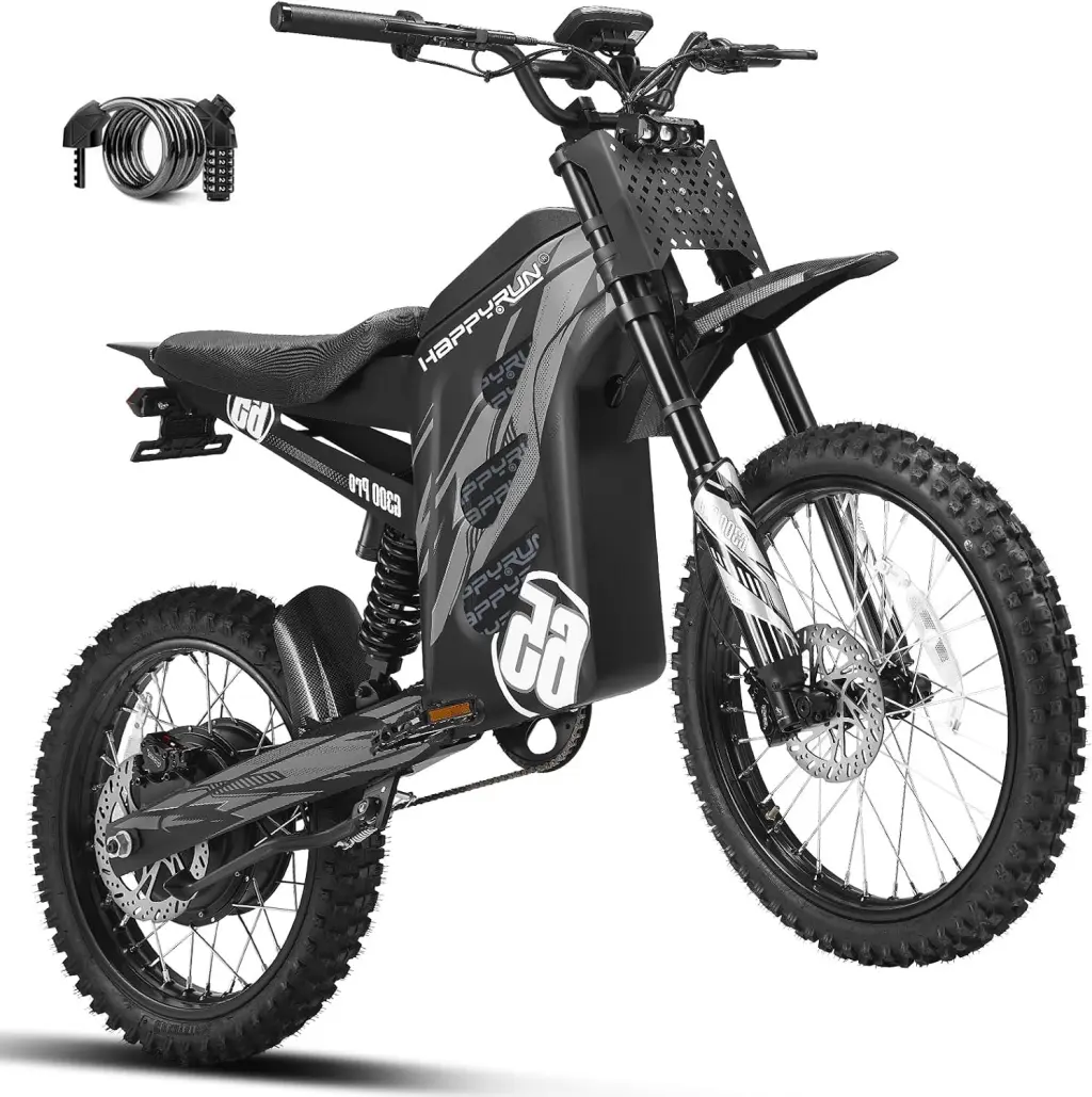 HAPPYRUN G300 Pro Electric Dirt Bike for Adults, 72V 30Ah Battery
