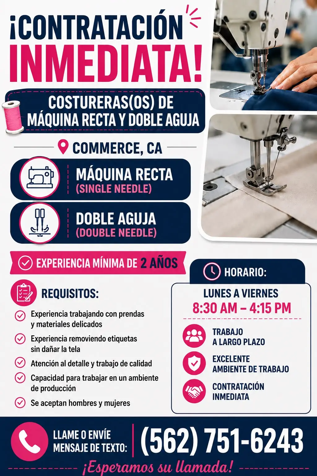 Costurero/a para bodega de Ropa