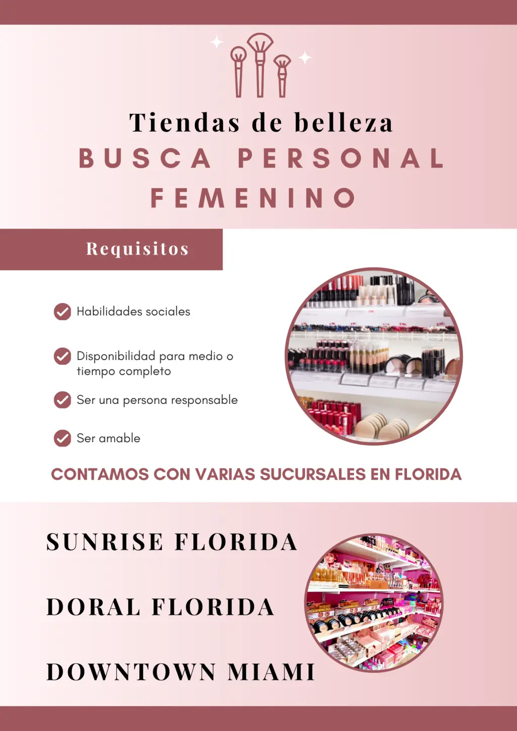 Se busca personal femenino en MIAMI FL