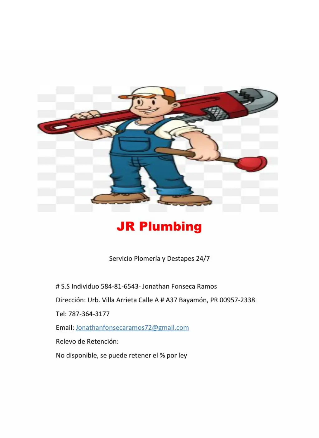 Servicios de Plomería 24/7 - JR Plumbing