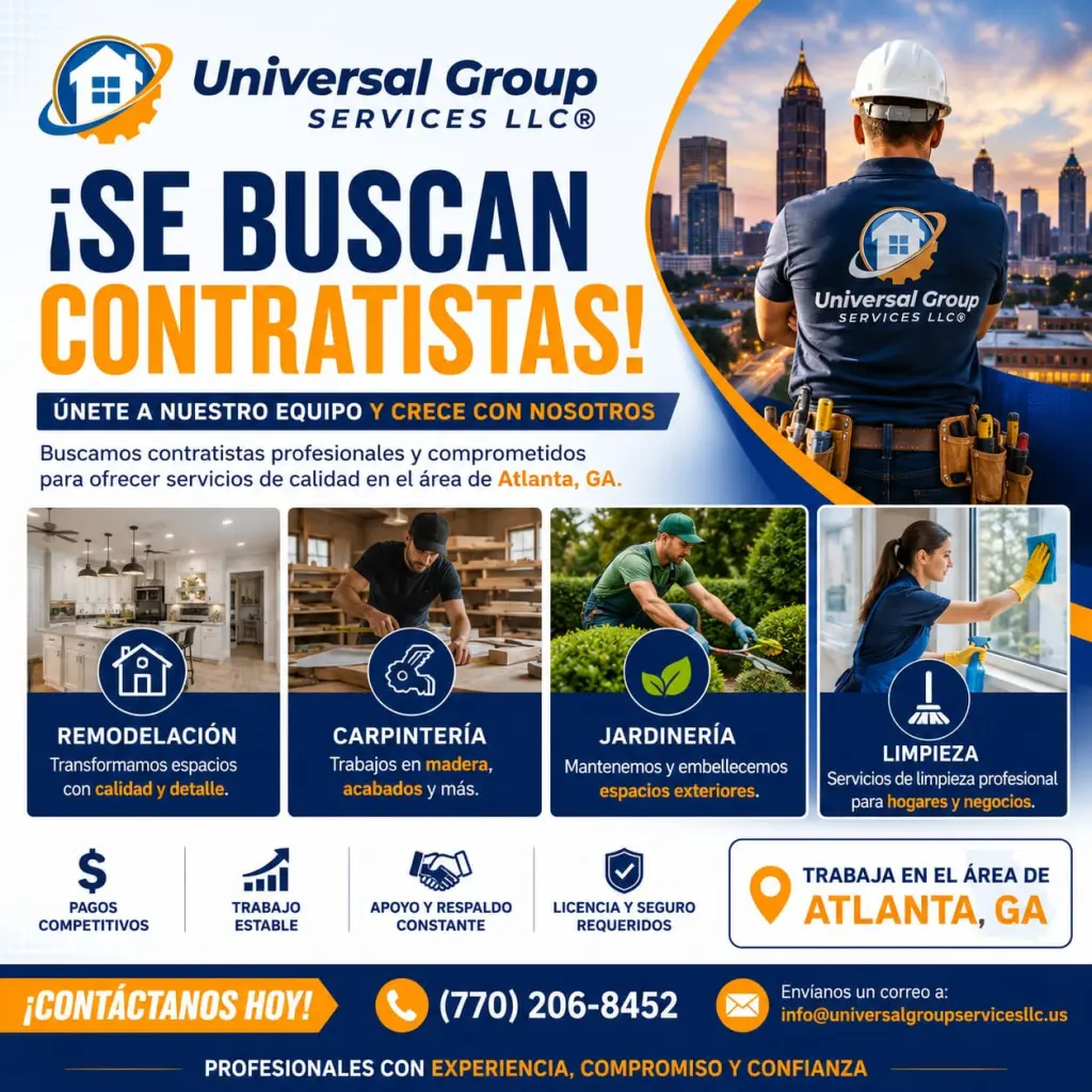 ¡SE BUSCAN CONTRATISTAS EN EL ÁREA DE ATLANTA!