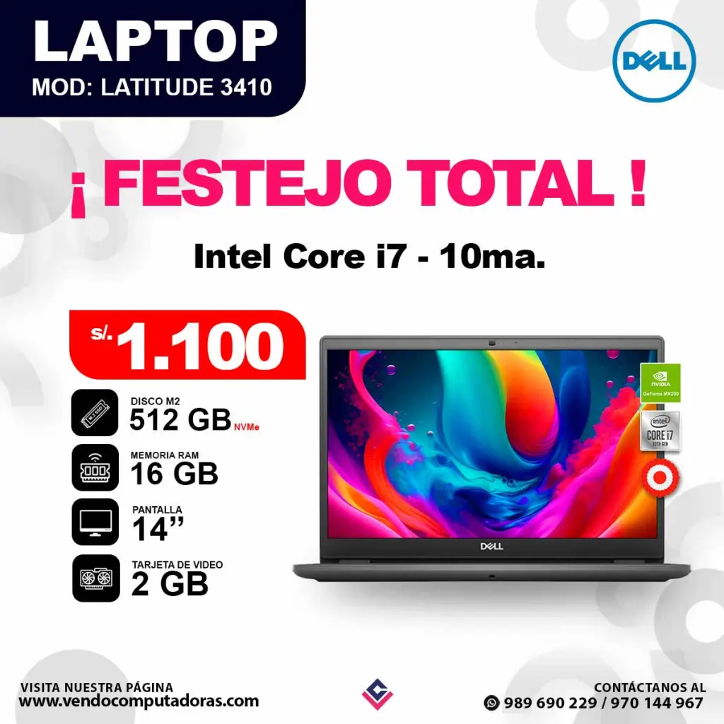 Laptop DELL Intel core i7 - 10ma Latitude 3410