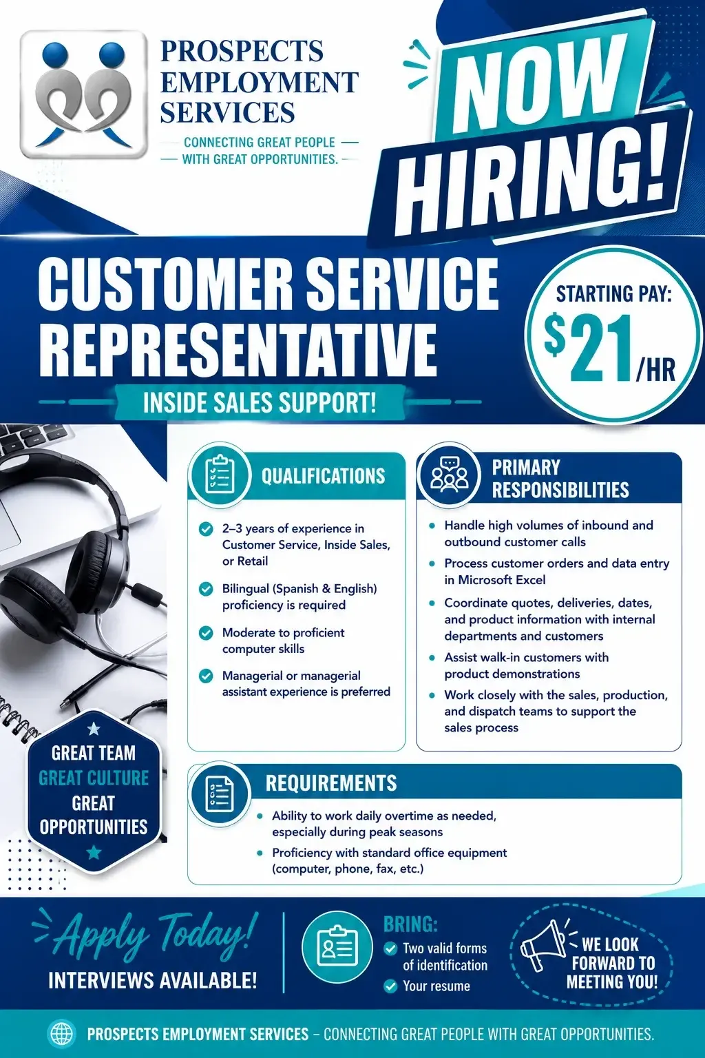 Customer Service Representative (Inside Sales)