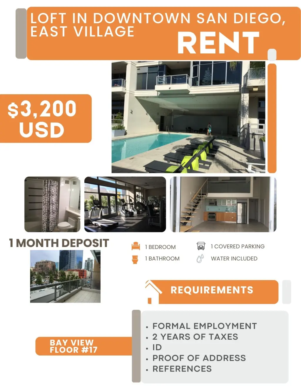 Loft Elegante en Renta en el Centro de San Diego - East Village