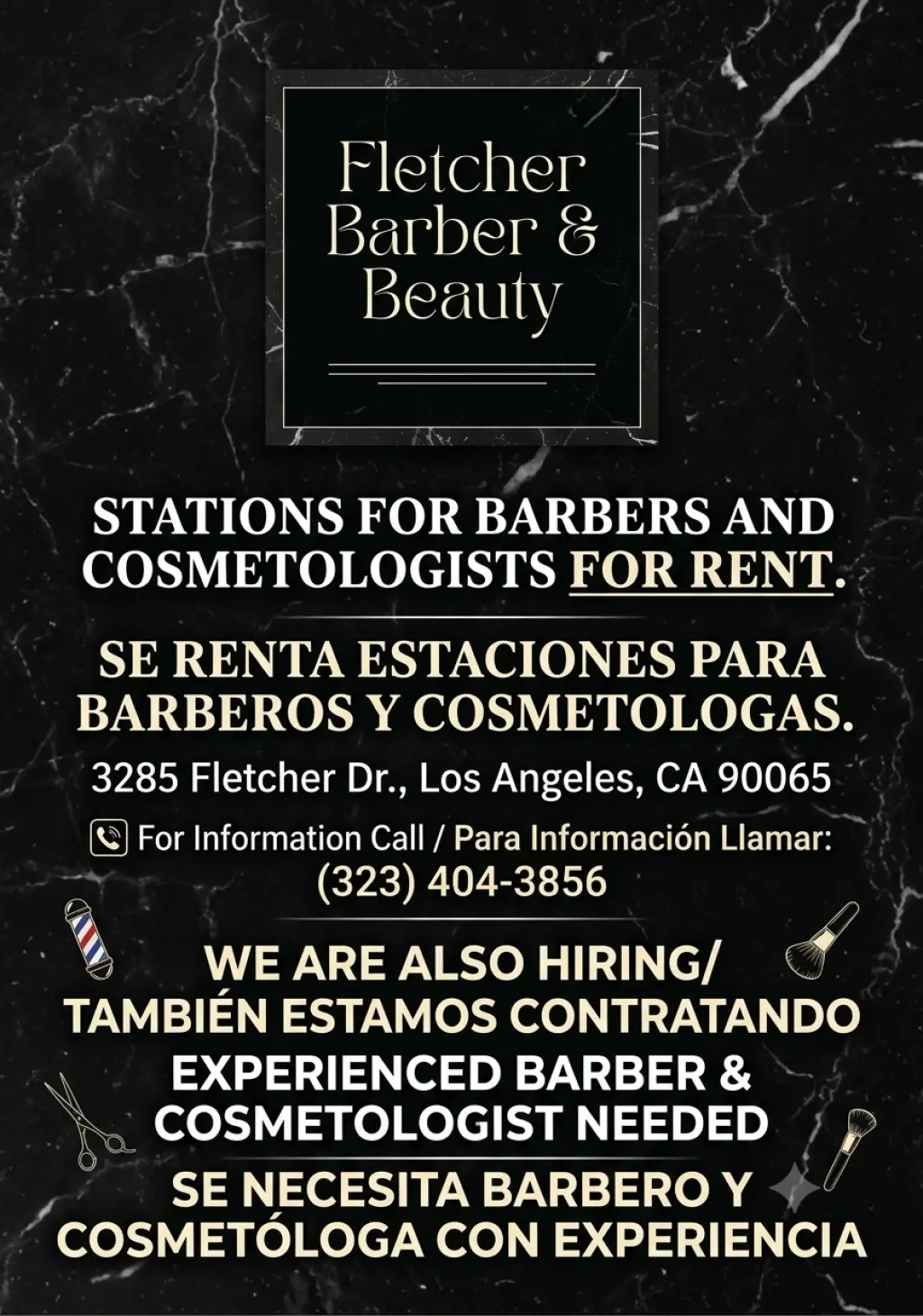 Estaciones para Barberos y Cosmetólogos en Renta