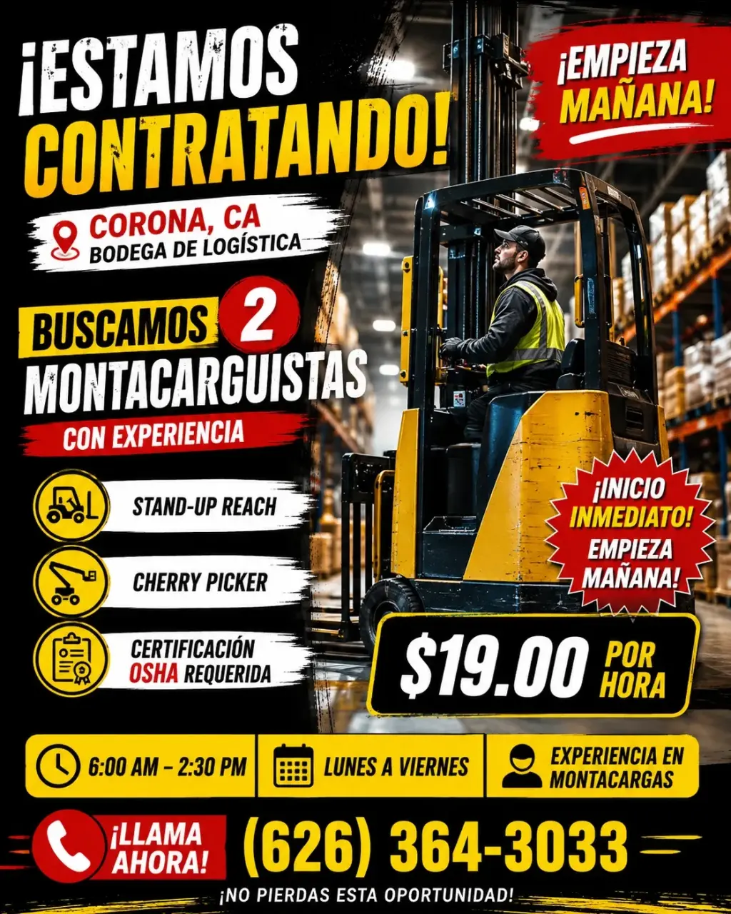 🚨 ¡SE BUSCAN OPERADORES DE REACH / CHERRY PICKER! 🚨