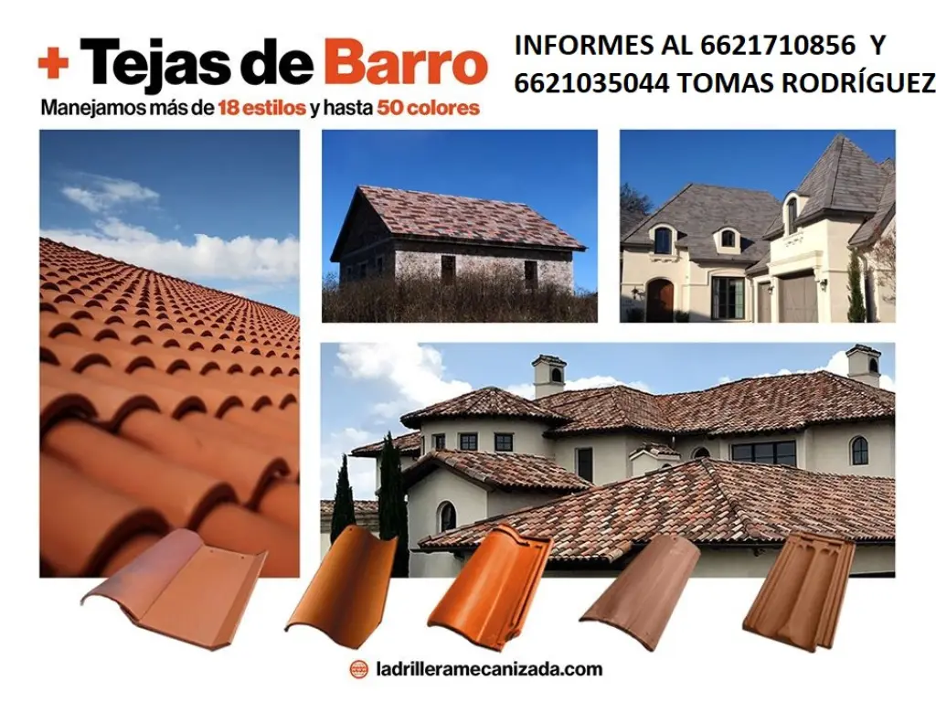 Tejas de Barro Altamente Resistentes. inf. 6621035044