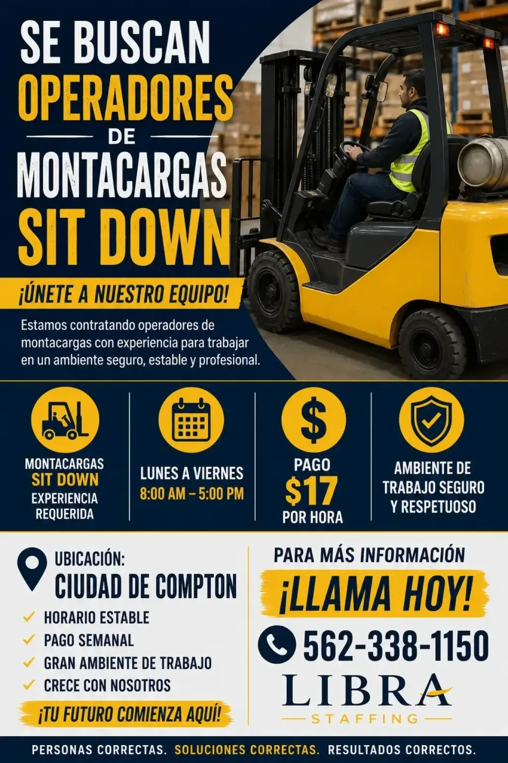 Se Buscan Operadores de Montacargas - $17/hora