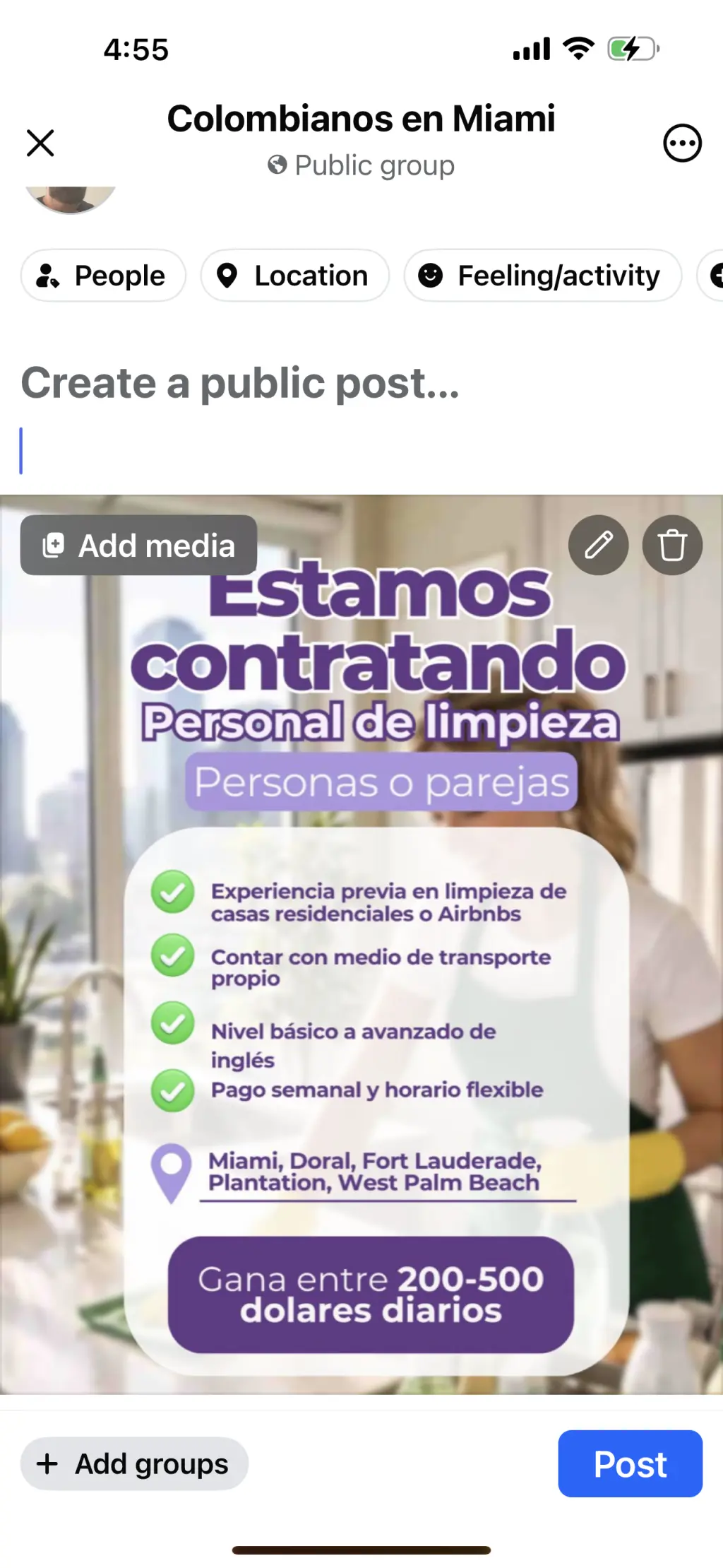 Trabajo de limpieza