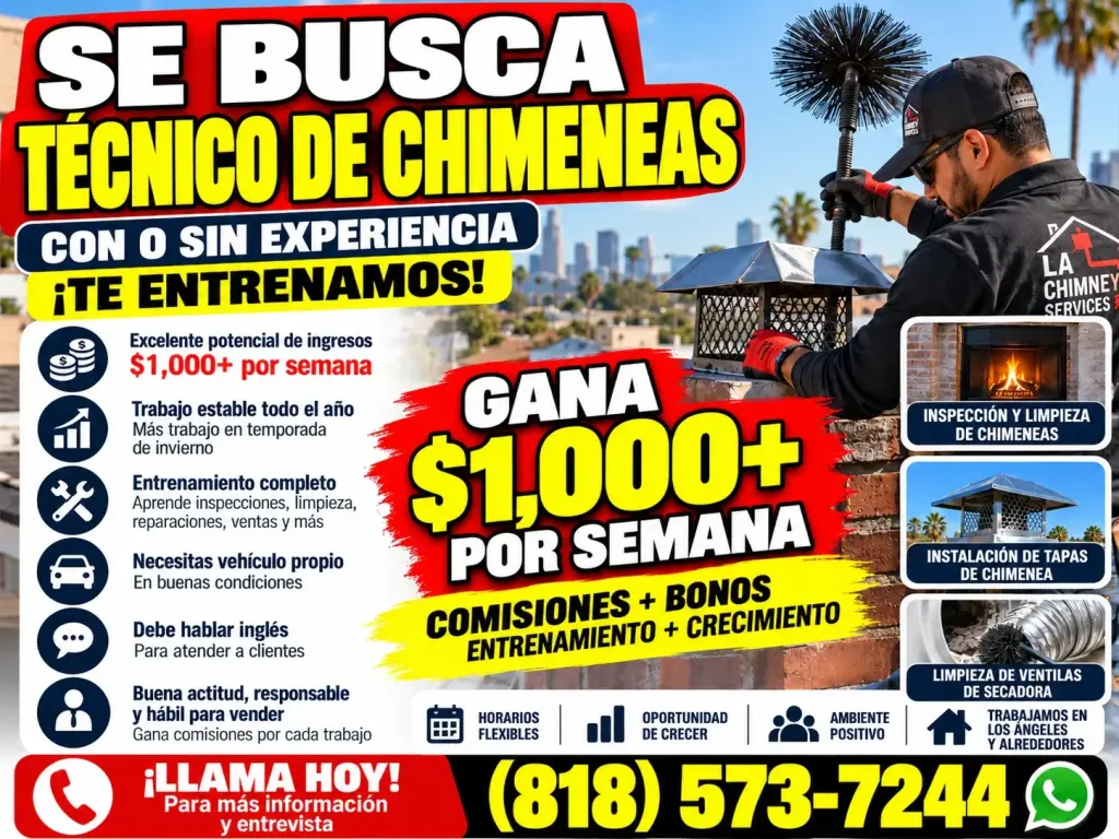 Técnico de Chimeneas – Con o Sin Experiencia – $1,000+ por Semana