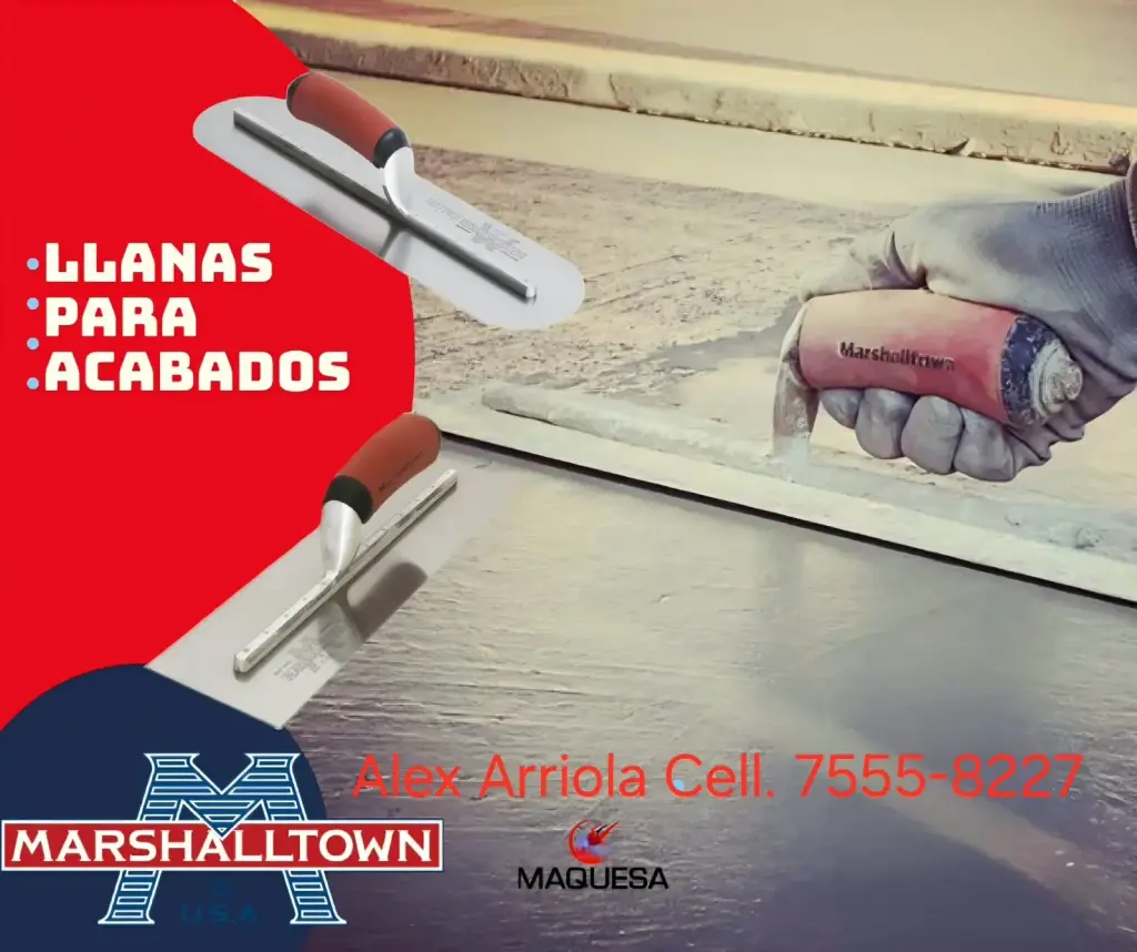 Llanas de acero para acabados, extremos redondeados 20 Pulg. MARSHALLTOWN.
