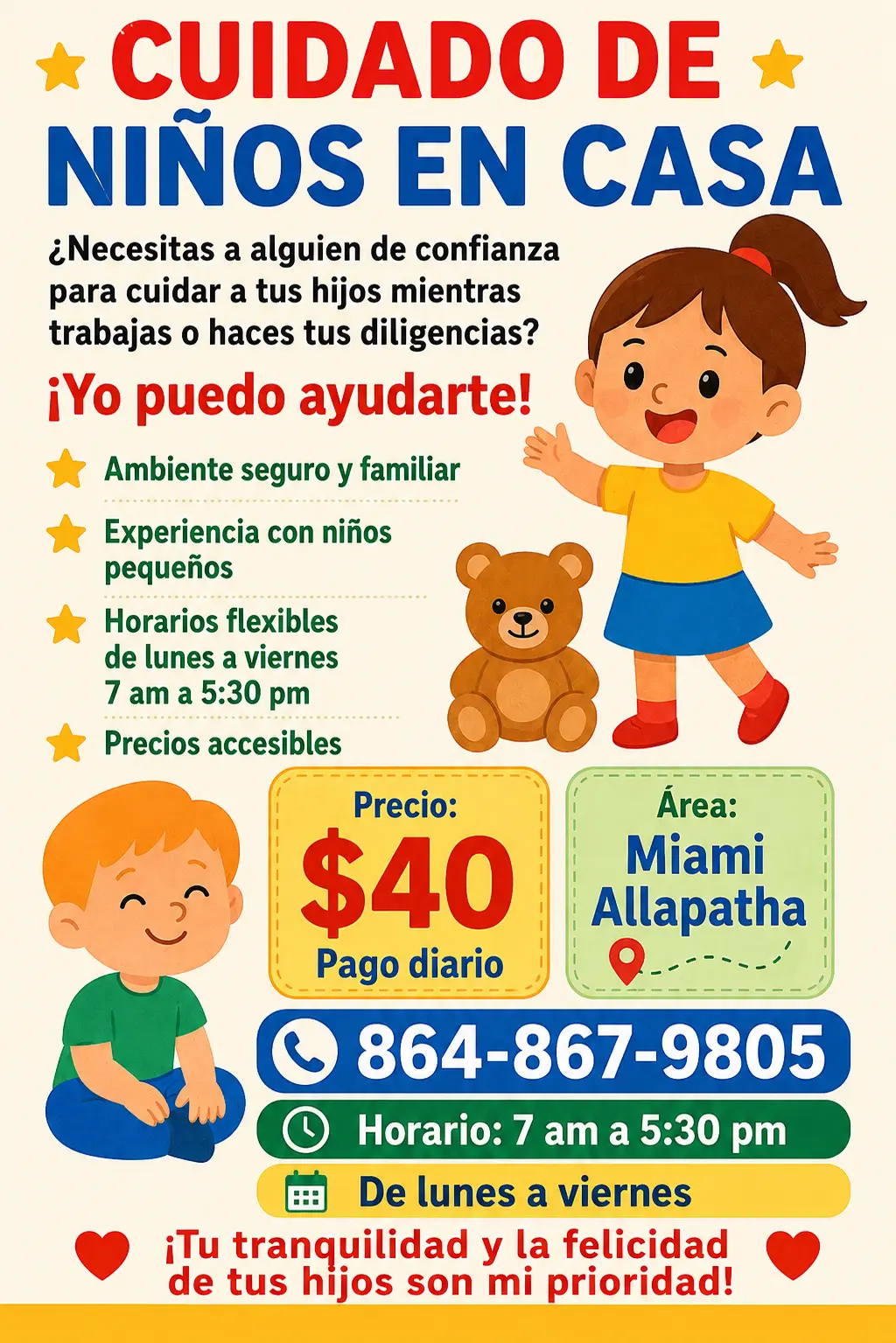 Cuido de niño área de Allapatha