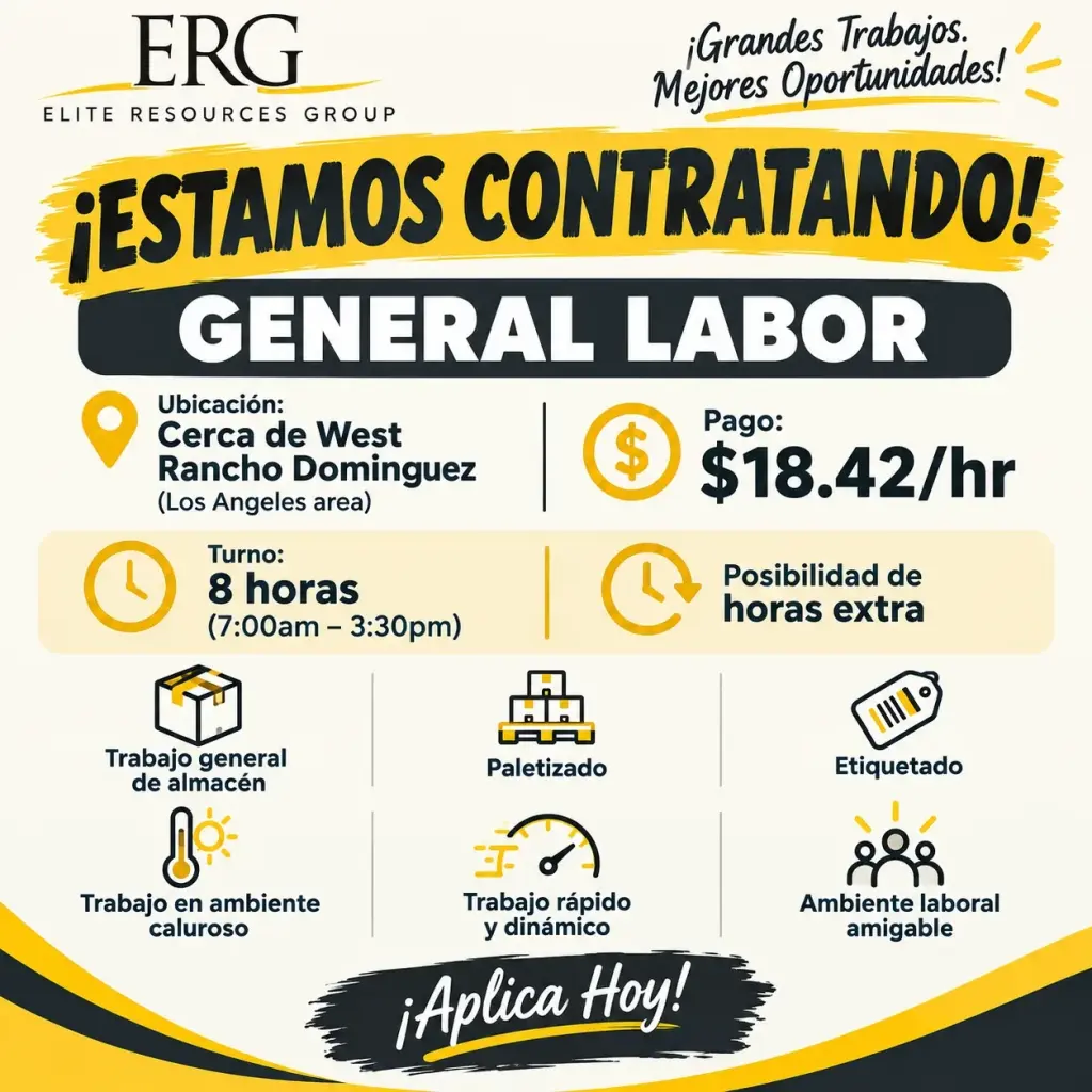 📢 ¡ESTAMOS CONTRATANDO! 📢 📦 PERSONAL DE PRODUCCIÓN / GENERAL LABOR